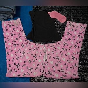 Pink and white pajama pants